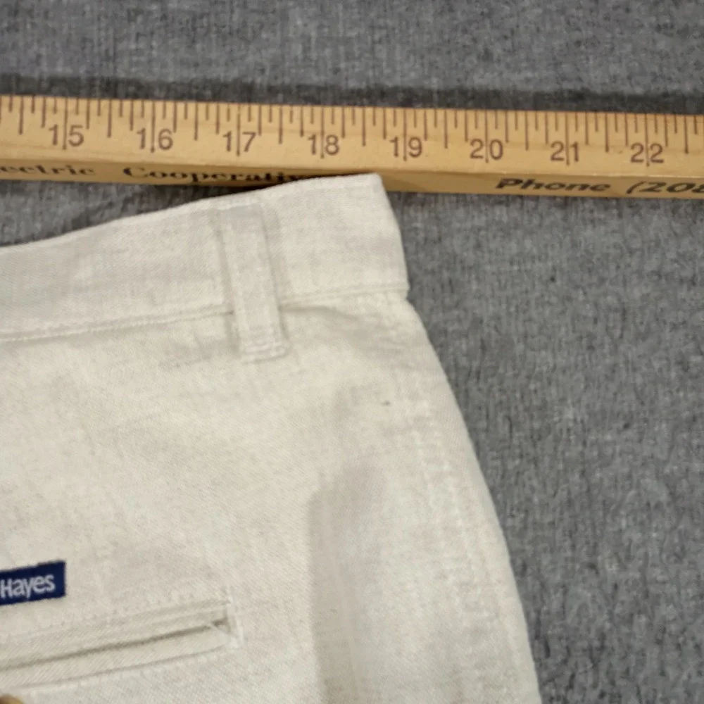 Vintage Denver Hayes Linen Pleated Trousers Pants Mens 40x32 Beige CANADA MADE